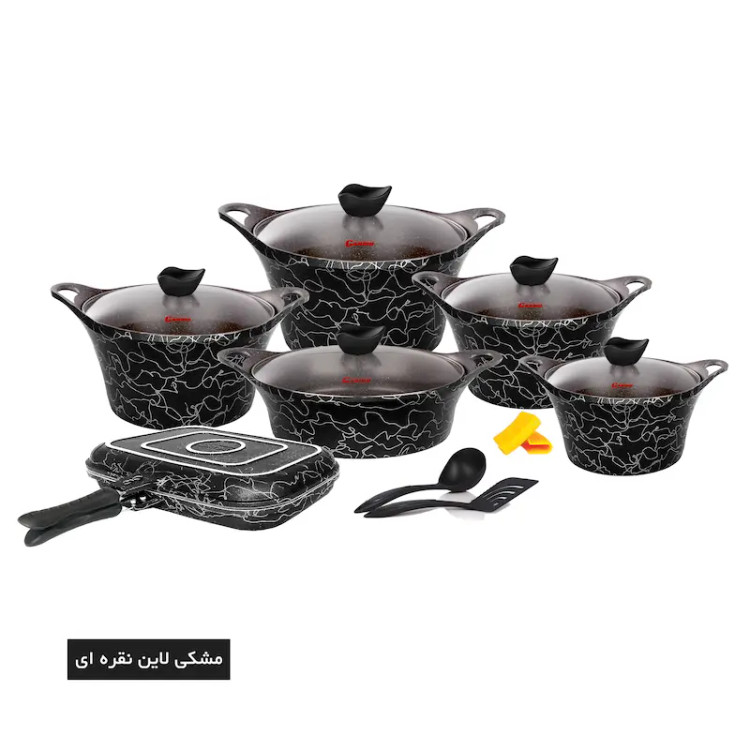 سرویس قابلمه ۱۵ پارچه کاندید مدل کاپری – درب پیرکس